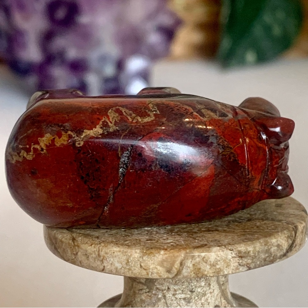 Red Tiger Iron Carved Stone Bear Crystal Carving Animal Figurine Rare 2" READ - Picture 2 of 16